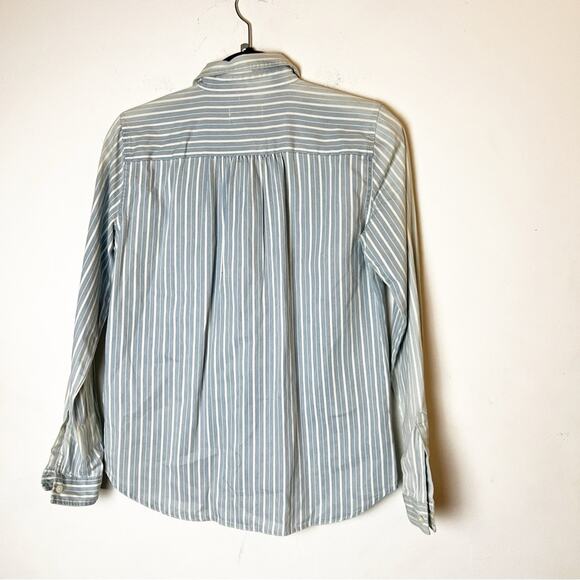 NWT SZ XS Ann Taylor Loft Denim Distressed Color Button Down - Picture 8 of 9